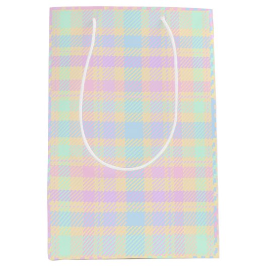 Easter Pastel Plaid Design Gift Bag Medium Cadeauzakje (Voorkant)