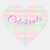 Easter Pastel Plaid Heart Stickers - Celebrate (Voorkant)