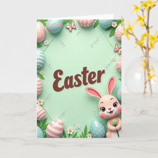 Easter Pattern Celebration Card Kaart (Gele Bloem)