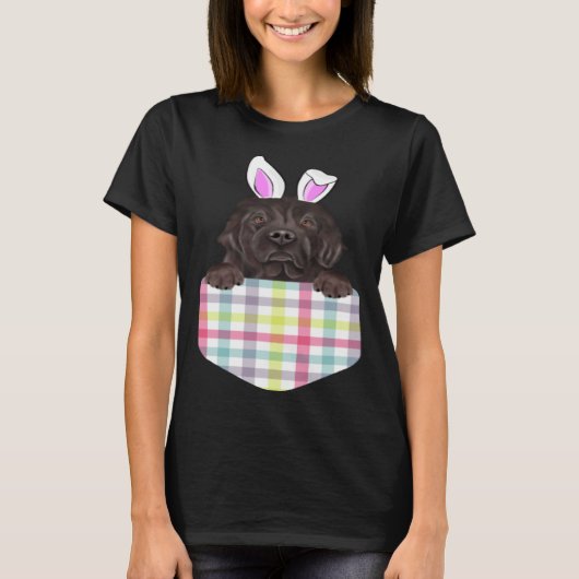 Easter Plaid Newfoundland Bunny Dog In Pocket T-shirt (Voorkant)