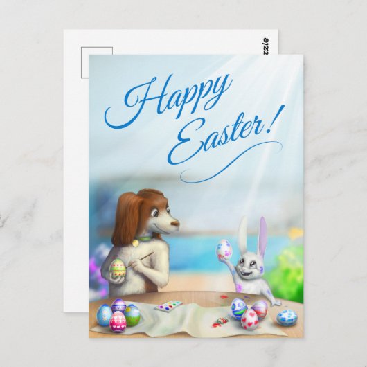 Easter Postcard with cute animals Briefkaart (Voorkant / Achterkant)