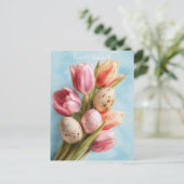 Easter Postcard with Flowers and Easter Eggs Briefkaart (Staand voorkant)