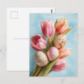 Easter Postcard with Flowers and Easter Eggs Briefkaart (Voorkant / Achterkant)