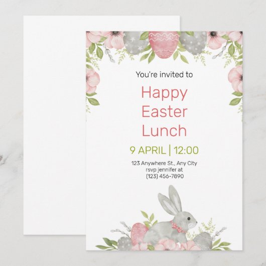 Easter Potluck Invitation (Devant / Derrière)