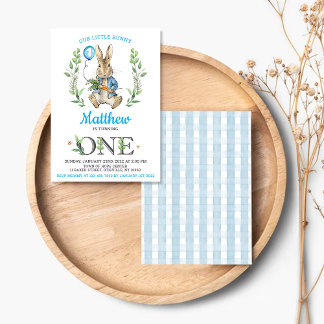 Easter Rabbit Bunny Boy 1st Birthday Invitation