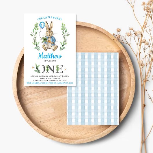 Easter Rabbit Bunny Boy 1st Birthday Invitation