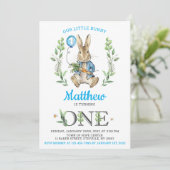 Easter Rabbit Bunny Boy 1st Birthday Invitation (Debout devant)
