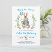 Easter Rabbit Bunny Boy Birthday Invitation Kaart (Staand voorkant)