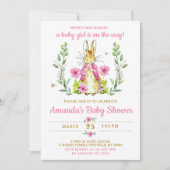 Easter Rabbit Bunny Girl Baby Shower Invitation (Devant)