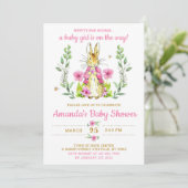Easter Rabbit Bunny Girl Baby Shower Invitation (Debout devant)