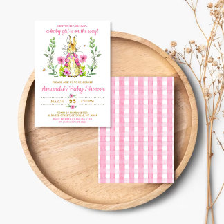 Easter Rabbit Bunny Girl Baby Shower Invitation Kaart