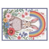 Easter Rainbow Meadow Spring Flowers Wild Rabbit  Tafelkleed (Voorkant (Horizontaal))