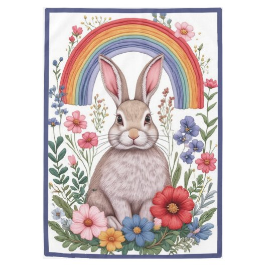 Easter Rainbow Meadow Spring Flowers Wild Rabbit  Tafelkleed (Voorkant)