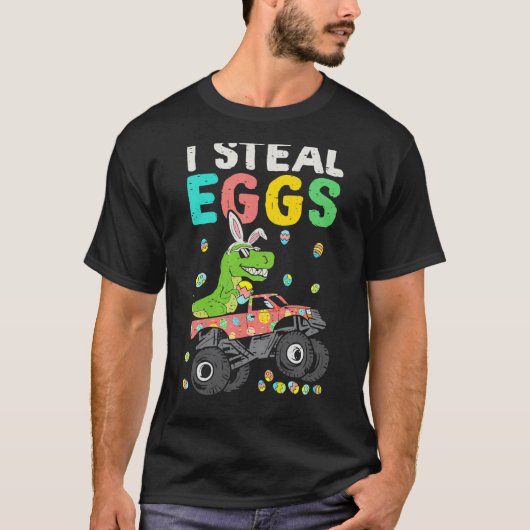 Easter Rex Dinosaur Monster Truck Eggasaurus Boys  T-shirt (Voorkant)