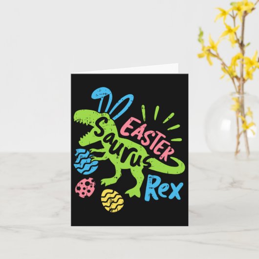 Easter Saurus Rex Bunny Dinosaur Egg Hunting Manne Kaart (Gele Bloem)