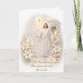 Easter Scripture Risen Christ Floral Feestdagen Kaart (Voorkant)
