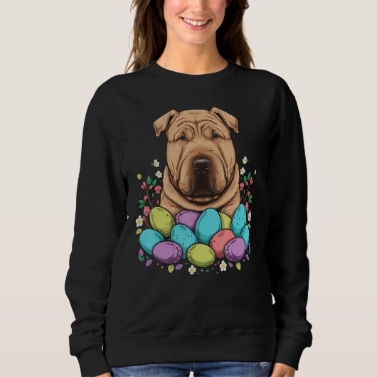 Easter Shar Pei Bunny Eggs Dog on Easter Shar Pei Trui (Voorkant)