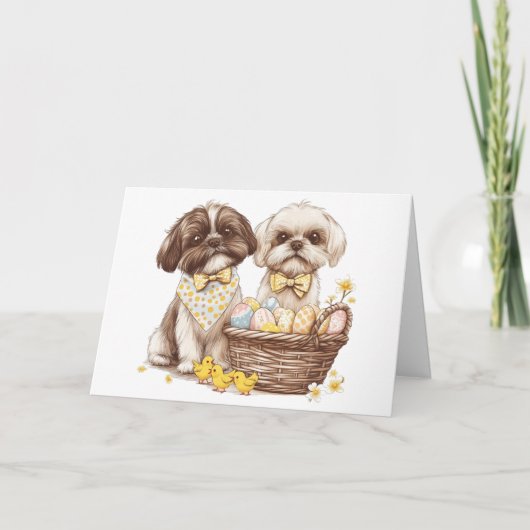 Easter Shih Tzu Dogs Feestdagen Kaart (Voorkant)