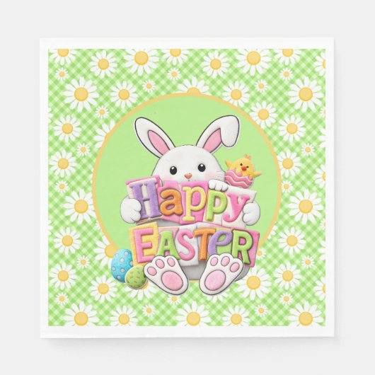 Easter Spring Daisy Bunny  Servet (Voorkant)
