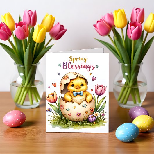 Easter, Spring Hatching Chick Note Card Notitiekaartje