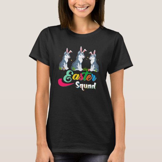 Easter Squad Three Cute Bunnies Wolves Chocolate E T-shirt (Voorkant)