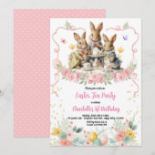 Easter Tea Girl Anniversaire Fête Bunny Invitation (Devant / Derrière)