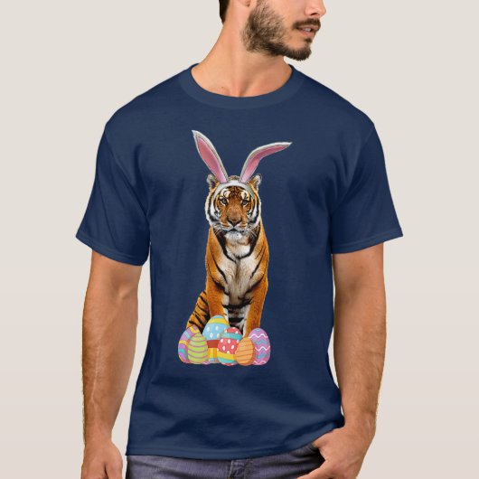 Easter Tiger Funny Bunny Ears Eggs Tiger Gift T-shirt (Voorkant)