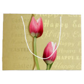 Easter Tulips Gold Typografie Large Cadeautasje (Achterkant)