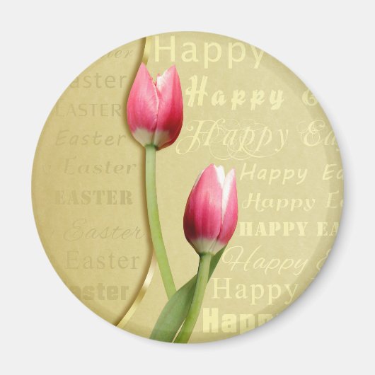 Easter Tulips Gold Typografie Magneet (Voorkant)