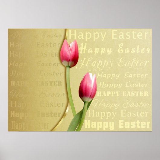 Easter Tulips Gold Typografie Poster (Voorkant)