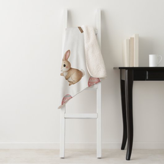Easter Whimsy – Seamless Bunny & Lily Pattern Sherpa Deken (In situ)