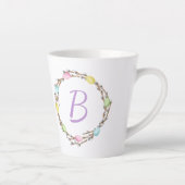 Easter Willow Wreath With Monogram And Pastel Eggs Latte Mok (Rechts)