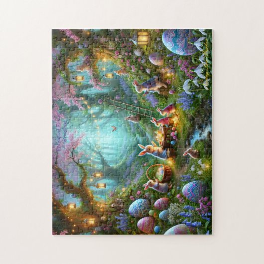 Easter Woodland, Enchanted Forest, Spring Bunnies Legpuzzel (Verticaal)