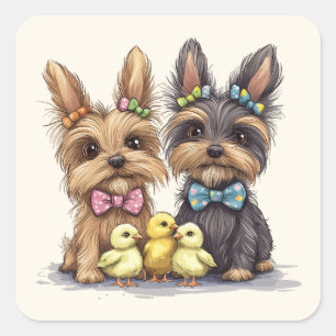 Easter Yorkshire Terrier honden Vierkante Sticker