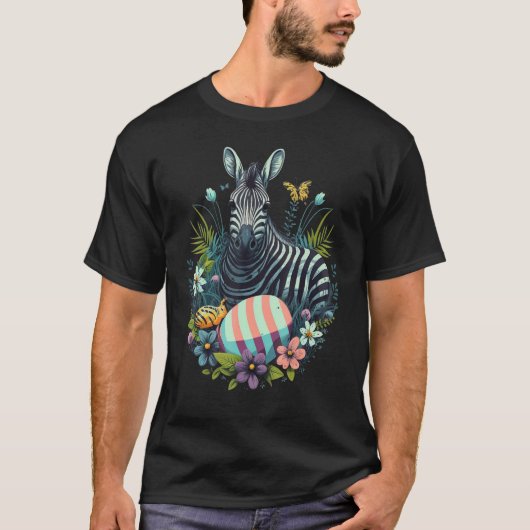Easter Zebra Bunny Eggs on Easter Zebra T-shirt (Voorkant)