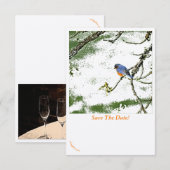 Eastern Bluebird/Champagne Glass Save the Date ~ (Voorkant / Achterkant)
