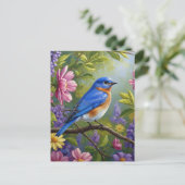 Eastern Bluebird flowers Briefkaart (Staand voorkant)