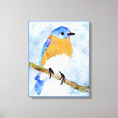 Eastern Bluebird - mannetje - waterverf stijl canv Canvas Afdruk (Voorkant)