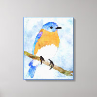 Eastern Bluebird - mannetje - waterverf stijl canv