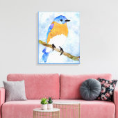 Eastern Bluebird - mannetje - waterverf stijl canv Canvas Afdruk (Insitu (Woonkamer))