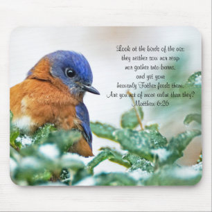 Eastern Bluebird Mousepad Matthew 6:26 Muismat