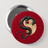 Eastern Chinese Dragon Yin Yang Ronde Button 4,0 Cm (Voorkant /achterkant)