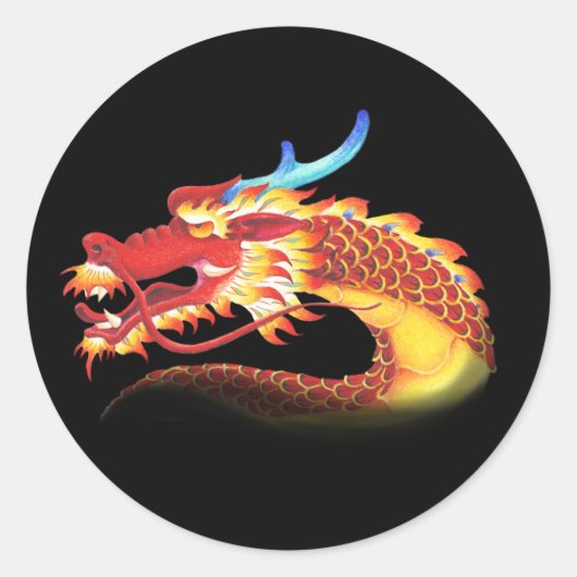 Eastern Dragon Ronde Sticker (Voorkant)