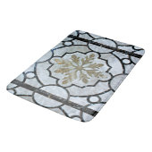 Eastern Floral Marble Pattern Grayish Blue & Gold Badmat (Gekanteld)