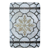 Eastern Floral Marble Pattern Grayish Blue & Gold Badmat (Voorkant Verticaal)