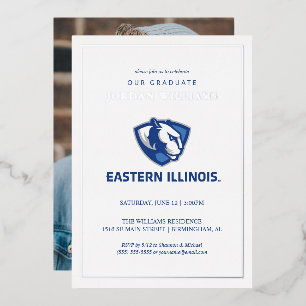 Eastern Illinois Panthers hoofd- en woordmerklogo Folie Uitnodiging