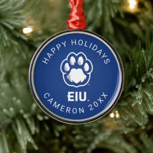 Eastern Illinois Panthers Paw Print & EIU Metalen Ornament