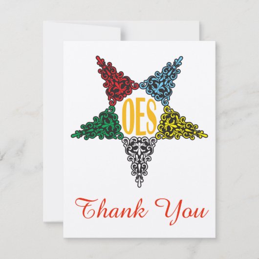 Eastern Star Bedankt Opmerking Kaart (Voorkant)