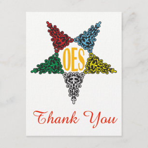 Eastern Star Bedankt Opmerking Kaart