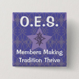 Eastern Star Paarse Pin Vierkante Button 5,1 Cm